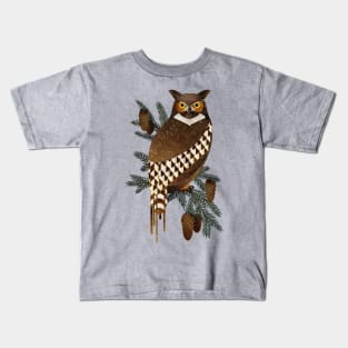 Horned Owl in the Pines Kids T-Shirt